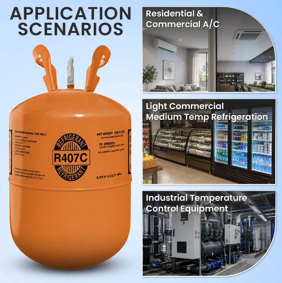 R407C refrigerant service cylinder